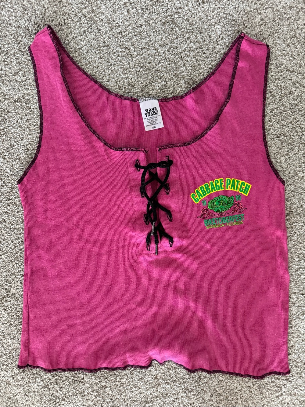 Cabbage Patch Pink Lace-Up Tank Top